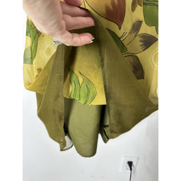 Vintage Adrianna Papell Art To Wear Floral Maxi Dress Medium Green Sheer India - Picture 8 of 10